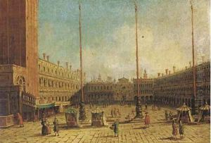 The Piazza San Marco, Venice, looking west along the central line by (Giovanni Antonio Canal) Canaletto