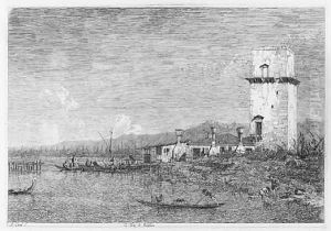 The Tower of Malghera by (Giovanni Antonio Canal) Canaletto