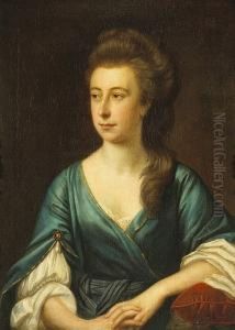 A Portrait Of A Lady, 
Half-length, Seated, With Her Arm Resting On A Pillow, Thought To Be The
 Countess Of Guildford