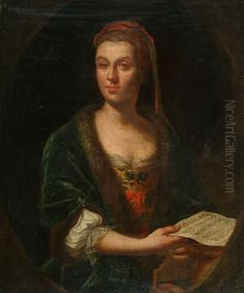 Portrait Of A Lady Holding A Musical Score - view 1