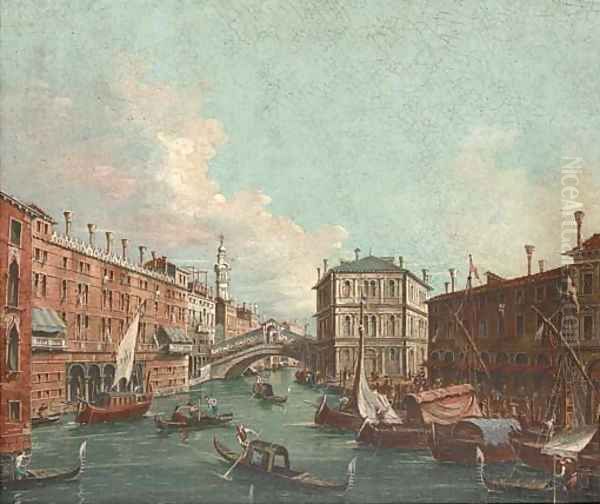 Vessels before the Rialto Bridge, Venice - view 1