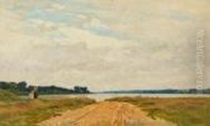 Stour River, Manningtree In The Distance by Frederick George Cotman