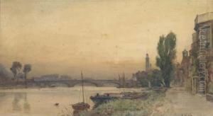 Houses On The Riverbank At Strand On The Green by Frederick George Cotman