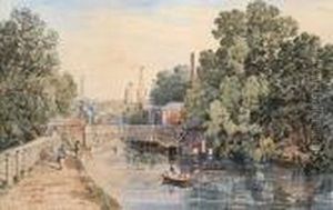 Foundry Bridge And St Julian's Church, Riverside Road, Norwich by John Joseph Cotman