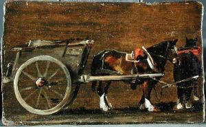 A Farm Cart with two Horses in Harness A Study for the Cart in 'Stour Valley and Dedham Village, 1814'