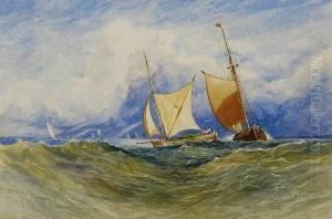 Fishing Boats In A Breeze by Miles Edmund Cotman