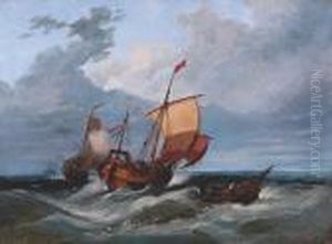 Dutch Fishing Boats Off 
Lowestoft, With The Yarmouth And Lowestoft Paddletug In The Background