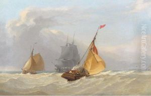 Sailing Boats With Brig In The Background