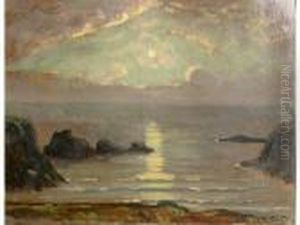 Bretagne, Coucher De Soleil Sur La Mer by Charles Cottet