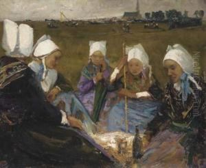 Femmes De Plougastel Au Pardon De St. Anne by Charles Cottet