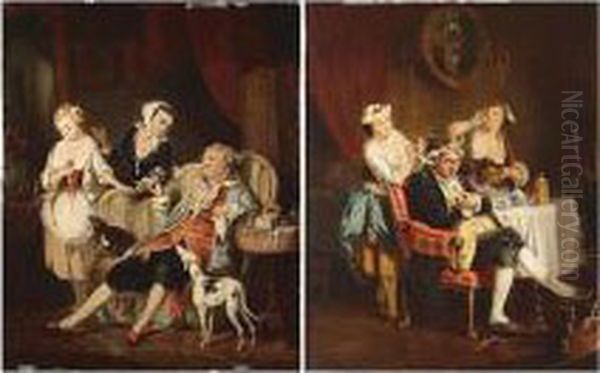 Eugene , Youth; Age, A Pair, 
Both Signed, Oil On Canvas , Each 44 X 36 Cm.; 17 1/2 X 14 In - view 1