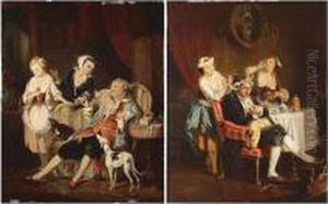 Eugene , Youth; Age, A Pair, 
Both Signed, Oil On Canvas , Each 44 X 36 Cm.; 17 1/2 X 14 In by Eugene Cottin