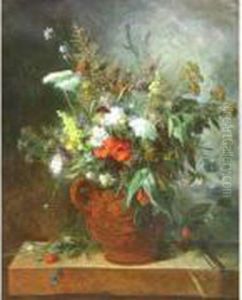  Bouquet De Fleurs Sur Un Entablement  by Alexandre Jean Couder