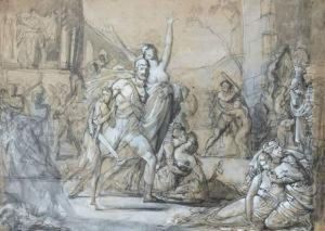 Scene De La Prise De Troie by L. Charles Auguste Couder