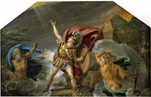 Achille Pres D'etre Englouti Par
Le Xanthe Et Le Simois, Irrites Du Carnage Qu'il A Fait Des Troyens.
Allegorie De L'eau. < - view 1