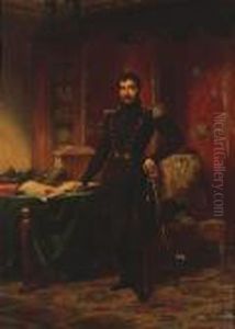 A Military Officer In A Study With Documents And Books On A Table