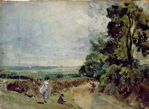 A Country road with trees and figures - view 1