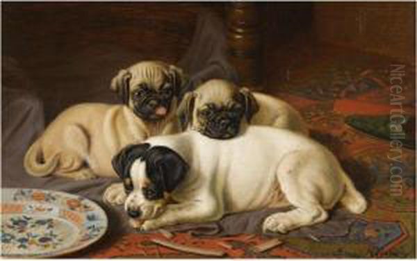 Dinner, Two Pugs And A Terrier - view 1