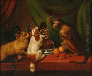 'mischief'oil On Canvas 50cm X 60cm by Horatio Henry Couldery