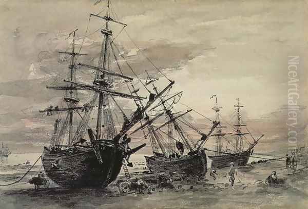 Coal Brigs on Brighton Beach, c.1824 - view 1
