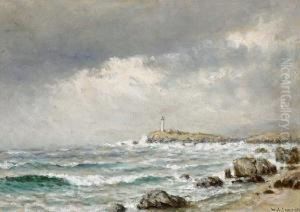 Distant Lighthouse Below Stormy Skies