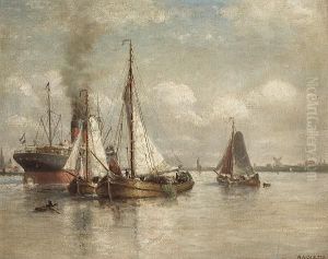 Shipping In A Harbor by William Coulter