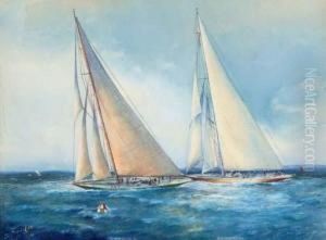 Shamrock (v) And Enterprise On An Upwind Leg Shamrock (v) And Enterprise On An Upwind Leg