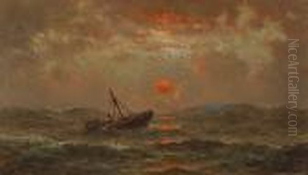 A Shipwreck At Sunset In The Open Water - view 1