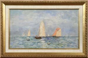 Kustbild Med Segel- Och Roddbatar by Maurice Francois A. Courant