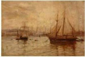 Bateaux Dans Le Port D'anvers by Maurice Francois A. Courant