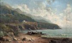 Pecheurs Au Bord D'un Rivage