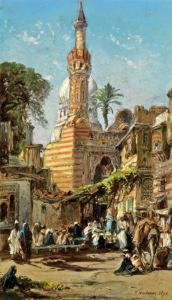 Foule Aux Abords D'une Mosquee Au Caire by Vincent Courdouan