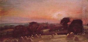 A Hayfield near East Bergholt at Sunset