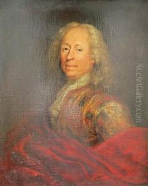Portrait De Gentilhomme Drape De Velours Rouge - view 1