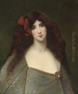 A Young Beauty Dressed For The Ball by Charles Cousin