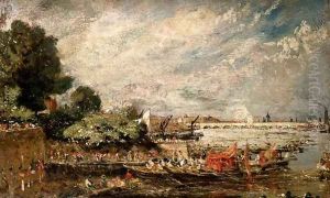 Waterloo Bridge from above Whitehall Stairs, c.1819 by John Constable