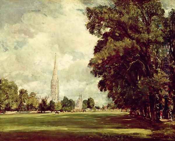 Salisbury Cathedral from Lower Marsh Close, 1820 - view 1