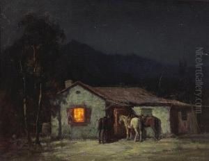 Cowboy Cottage By Moonlight