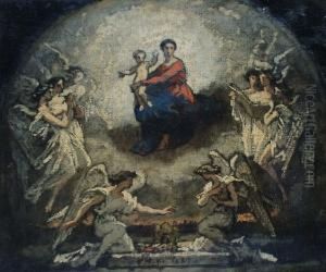 A Sketch Of The Virgin And Child Surrounded By Angels A Sketch Of The Virgin And Child Surrounded By Angels