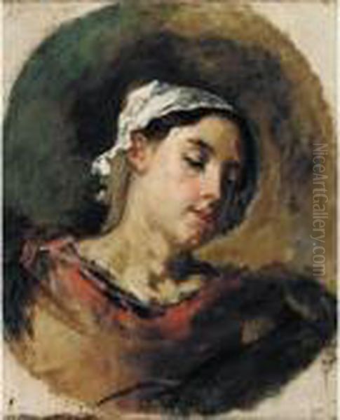 Oil Sketch Of A Woman In A White Cap - view 1