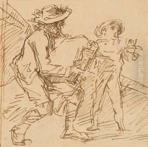 Street Musicians, Study For Le Pifferaro by Thomas Couture