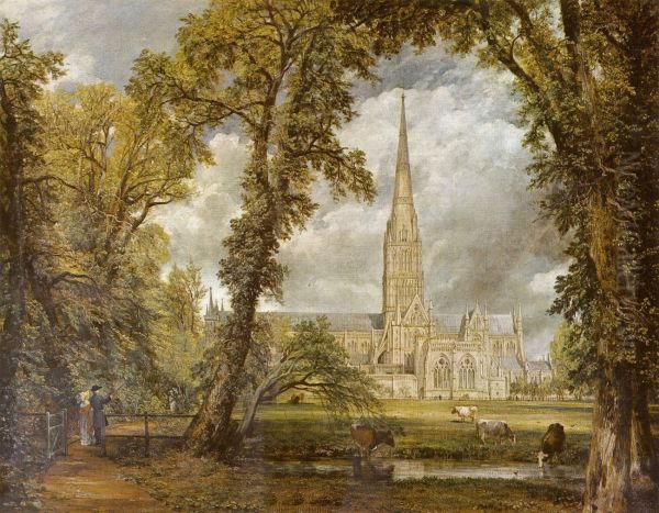 View of Salisbury Cathedral from the Bishop's Grounds c.1822 - view 1