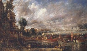 The Opening of Waterloo Bridge seen from Whitehall Stairs, June 18th 1817 by John Constable
