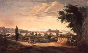 Figures with a Donkey, Corfu in the Distance by John Constable