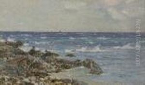 A Coastal Scene With Boys On The Rocks by Robert Mcgown Coventry