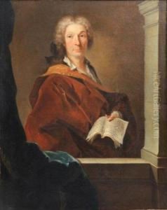 Portrait D'homme Tenant Un Livre Dans L'embrasure D'unefenetre by Charles-Antoine Coypel