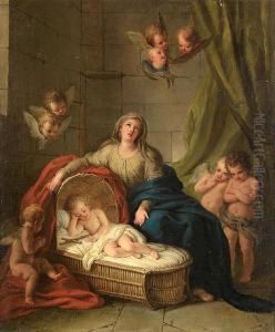 The Madonna And Child Surrounded By Putti