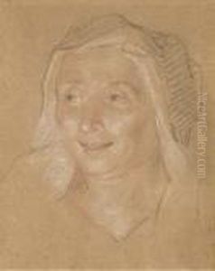 Tete De Femme Regardant Vers La Gauche by Charles-Antoine Coypel