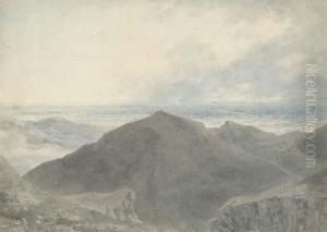 A Figure In An Extensive Mountainous Landscape by John Robert Cozens