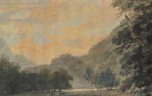 View Near Interlaken, On The Banks Of Lake Thun by John Robert Cozens